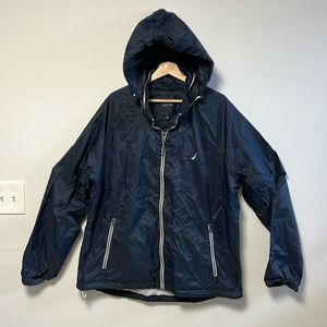 Nautica Navy hooded rain jacket sz xxl